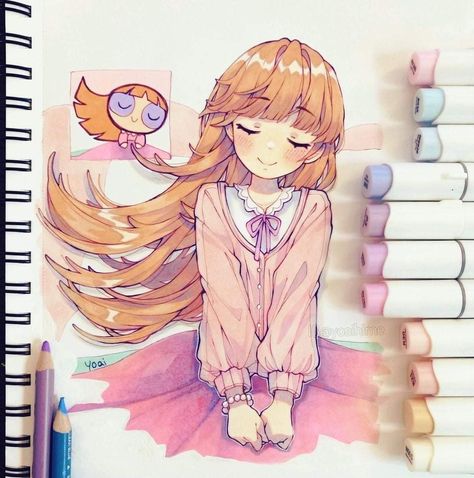 Copic Drawings, Markers Drawing Ideas, Copic Marker Art, Copic Art, Posca Art, Copic Marker, Cute Kawaii Drawings, Anime Canvas, Anime Character Drawing