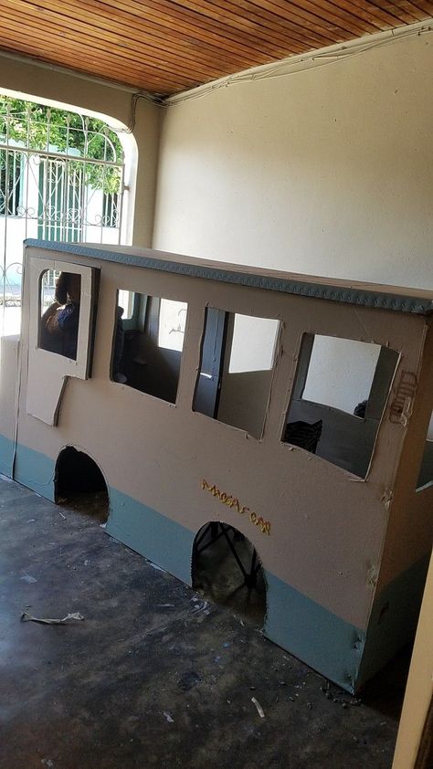 Bus Cardboard, Pinoy Party, Cardboard Bus, Rosa Parks Bus, Golf Cart Decorations, Bus Remodel, Cardboard Car, Ocean Birthday Party, Bus Art