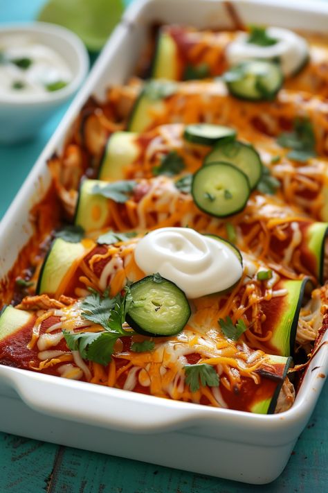 Mouthwatering Low-Carb Chicken Zucchini Enchiladas: A Keto Diet Must-Try Recipe #ketodiet #ketorecipes #lowcarb Turkey Zucchini Enchiladas, Chicken Zucchini Tacos, Zucchini Chicken Enchiladas, Chicken Enchilada Keto, Zucchini Enchiladas Chicken, Chicken Enchilada Wraps, Heart Health Diet, Keto Enchiladas, Chicken Zucchini Bake