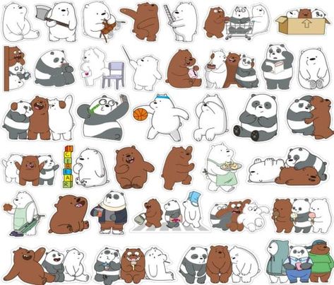 We Bare Bears Background, We Bare Bears Stickers, Bare Bears Stickers, Bears Stickers, Specials Board, Cute Small Drawings, Retro Wallpaper Iphone, Doodle Art Journals, We Bear