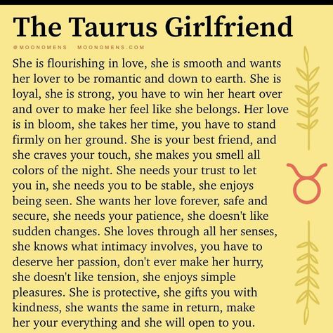 Taurus Anatomy on Instagram: “@moonomens” Taurus Girlfriend, Taurus Relationships, Celtic Zodiac Signs, Taurus Memes, Taurus Personality, Type Of Girlfriend, Gemini Star, Relationship Astrology, Taurus Traits