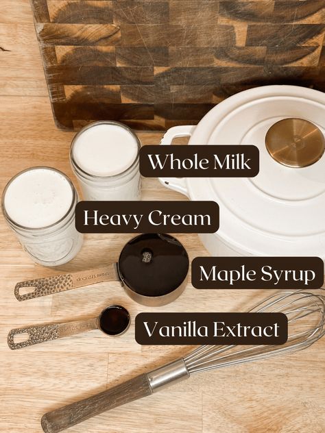 Homemade French Vanilla Creamer Recipe: DIY Coffee Creamer - At Home on the Homestead Home Made French Vanilla Creamer, Diy French Vanilla Creamer, Homemade Natural Coffee Creamer, Diy Creamer Non Dairy, Homemade Creamers For Coffee, Homemade Organic Coffee Creamer, Organic Coffee Creamer Recipes, Homemade Creamer Recipe, Diy White Chocolate Coffee Creamer