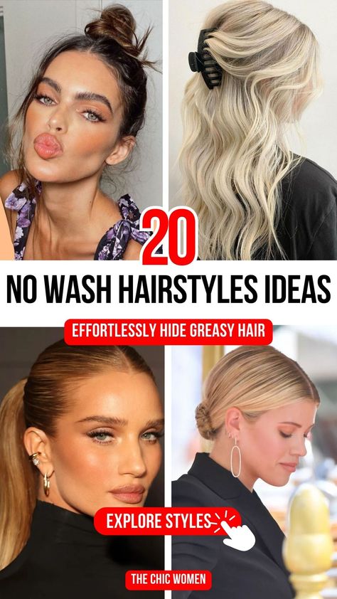 Top Hairstyles for Greasy Hair That Conceal Oily Roots Instantly Easy Hairstyles When Hair Is Greasy, Best Hairstyles For Greasy Hair, Hair Ideas Greasy Hair, Raining Hairstyles Rainy Days, Hairstyles To Cover Greasy Hair, Hairstyle For Oily Hair Easy, 3 Day Hair Hairstyles, No Wash Day Hairstyles, Hygienist Hairstyles