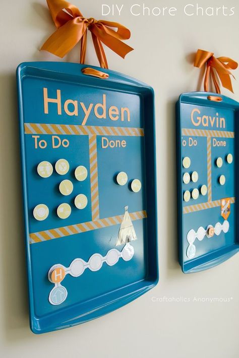 6 Awesome Chore Charts Cookie Sheet Crafts, Chore Cards, Chore Charts, Diy Bebe, Chore Chart Kids, Diy Cookie, Reward System, Chores For Kids, Charts For Kids