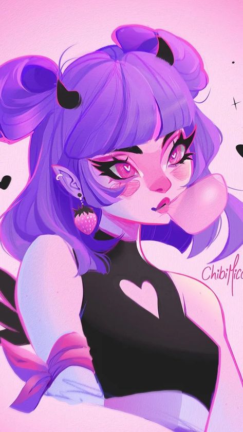 Pastel Goth Anime Pfp, Pastel Succubus, Pastel Goth Icons, Purple Character Design, Cute Succubus, Pastel Goth Art, Arte Monster High, Art Style Challenge, Arte Sketchbook