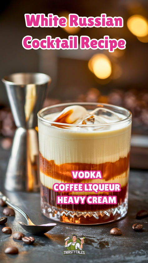 "Discover the ultimate White Russian Cocktail Recipe, featuring a delicious  twist with Amaretto for a creamy delight. Perfect your mixology skills with  this Easy White Russian Recipe, ideal for parties or a cozy night in.  Explore variations like Frozen White Russian Recipe for a refreshing treat,  or serve up White Russian Shots for a fun twist. Whether you're a fan of  White Mixed Drinks or traditional Russian drinks, this recipe is sure to  impress!" Homemade Triple Sec Recipe, Russian Drinks, Creative Alcoholic Drinks, Vodka Martinis, White Russian Recipe, Vodka Mojito, Fruity Mixed Drinks, White Russian Recipes, White Russian Cocktail