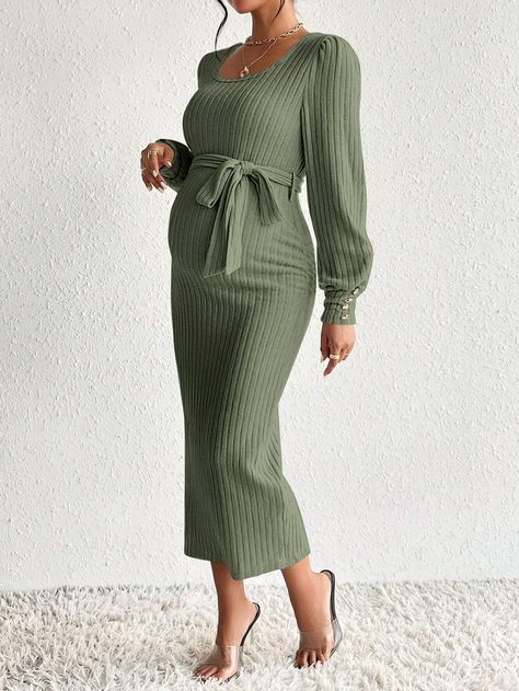 [goods_name] | SHEIN USA Sage Green Sweater Dress, Winter Baby Shower Dress, Maternity Clothes Winter, Pregnancy Outfits Fall, Maternity Outfits Winter, Baby Shower Dress Winter, Winter Baby Shower Outfit, Random Baby, Winter Pregnancy