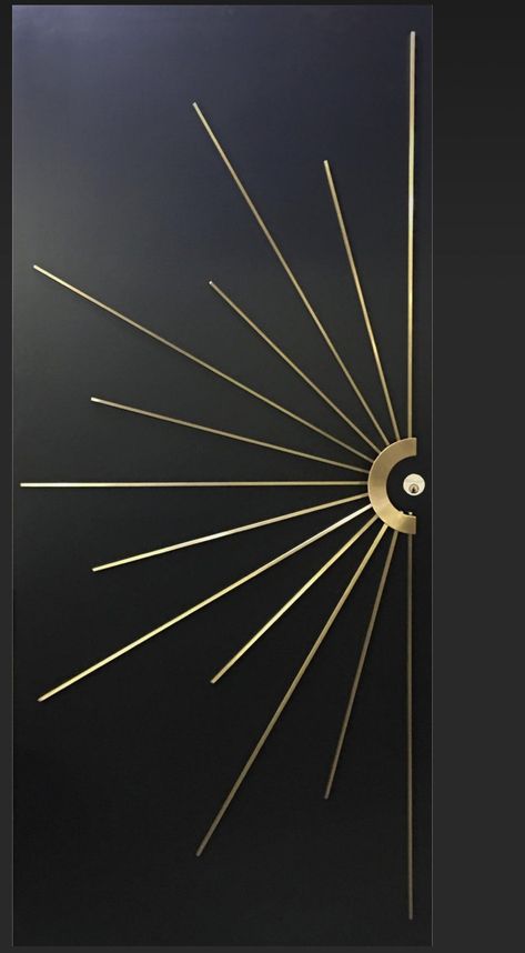 Black Front Door Gold Hardware, Wooden Main Door Design Entrance Modern, Art Deco Door Design, Luxury Door Design, Realtor Logos, Condo Lobby, Speakeasy Door, Art Deco Doors, Front Door Ideas