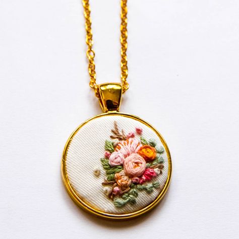 BEATRICE HAND EMBROIDERED FLOWERS NECKLACE Nothing brightens a day like flowers do. So here's some flowers you can wear everyday to bring some cheer to your day and outfit. It never wilts plus it's a conversation piece too! I hand embroider every intricate piece, and each pattern is hand drawn so no two necklaces will be exactly the same. This necklace is proudly handmade in the Philippines. - - - - - - - - - - - - - - - - - - - - - - - - - - - - - - - - - - - - - - - - - - - DETAILS: * Pendant Hand Embroidered Necklace, Jewelry Bride, Bridesmaid Necklace Gift, Embroidered Necklace, Hand Embroidered Flowers, Sister Wife, Personalized Embroidery, Bridesmaid Necklace, Floral Necklace