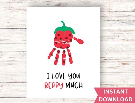 Mothers Day Handprint Art, Mothers Day Handprint, Handprint Art Printable, Craft Handprint, Baby Art Projects, Strawberry Design, Daycare Activities, Handprint Craft, Handprint Crafts