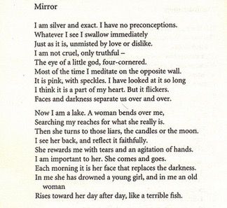 Mirror By Sylvia Plath, Mirror Sylvia Plath, Sylvia Plath Poems, Plath Poems, Classic Poetry, Mirror Quotes, Stay Sane, The Poem, Poetic Justice