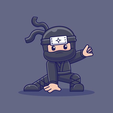 Ninja Cartoon Drawing, Flat Cartoon Character, Cute Ninja Drawing, Ninja Character Art, Ninjas Art, Ninja Artwork, Drawing Ninja, Chibi Ninja, Ninja Drawing