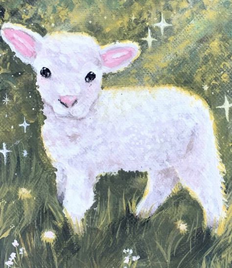 Lamb Painting, Lamb Drawing, Reflection Paper, Oil Pastel Drawings Easy, Animals Memes, Cute Lamb, Sip And Paint, 2023 Design, Baby Lamb