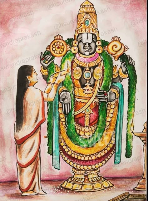 Perumal Painting, Tirupati Balaji Drawing, Painting Of Krishna, Buddhist Art Drawing, God Pics, Contemporary Folk Art, Emoji Drawings, Krishna Drawing, Krishna Krishna