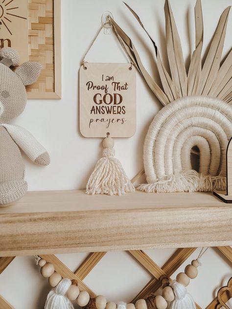 Answered Prayer Sign | Christian Wall Art Kids | Christian Wall Decor |Baby Shower Gift | Miracle Baby | Nursery Wall Decor| Christian Gifts Christian Baby Shower Ideas, Canva Poster Ideas, Christian Baby Shower, Baby Nursery Wall Decor, God Answers Prayers, Prayer Signs, Yarn Tassel, Miracle Baby, Christian Wall Decor