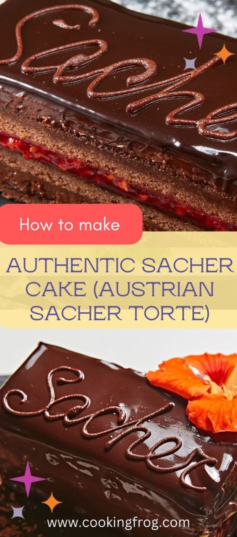 Sacher Cake Recipe, Sacher Torte Recipe, Sacher Cake, Chocolate Cake Layers, Apricot Preserves, International Desserts, Torte Recipe, Chocolate Sponge Cake, Austrian Recipes