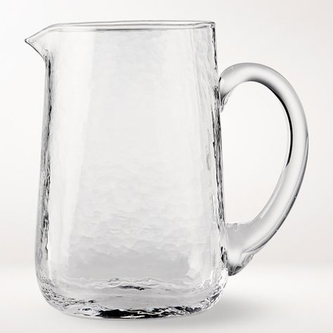 Hammered Glass | Williams Sonoma Glass Water Pitcher, Kitchen Design Small Space, Serveware Set, Rose Teapot, Drink Pitcher, Kids Pottery, Water Pitcher, Bar Items, Glass Pitcher