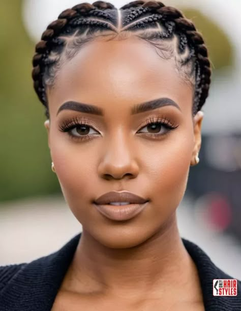 Round Face Natural Hairstyles, Braided Hairstyles For Short Hair Black, Round Face Braids, Kinking Braids Hair Styles, Cute Cornrow Hairstyles For Natural Hair, Cornrow Styles For Women, Natural Cornrow Hairstyles Short Hair, Corn Row Braids Black Women, Natural Box Braids