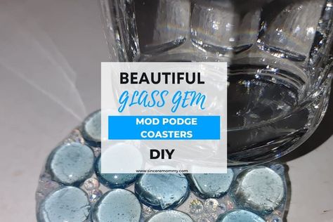 Beautiful Glass Gem Mod Podge Coasters DIY | Sincere Mommy Glass Coasters Diy, Mosaic Coasters Diy How To Make, Mosaic Tile Coasters Diy, Mod Podge Coasters, Mod Podge Coasters Tile, Coaster Mosaic Kit, Coasters Diy, Diy Coasters, Glass Gems