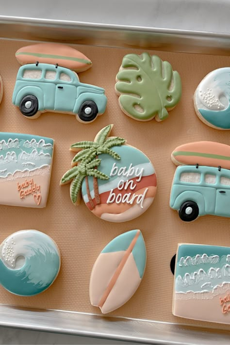 Baby Shower Cookies, Surfboard, Baby Shower, Shower, Collage, Pins