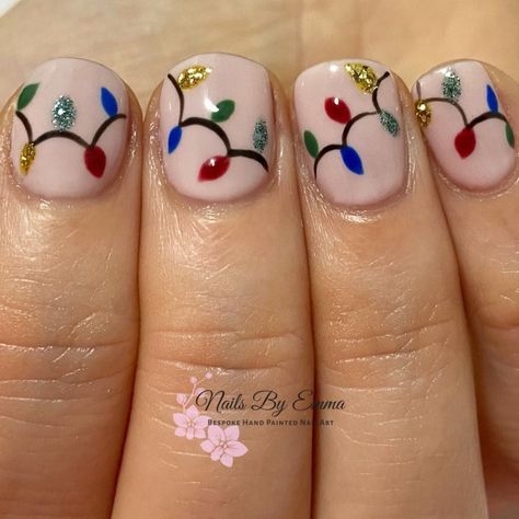 Lights Nails, Light Nails, Painted Nail Art, Cute Fairy, Fairy Light, Winter Nights, Winter Nails, Christmas Nails, Fairy Lights