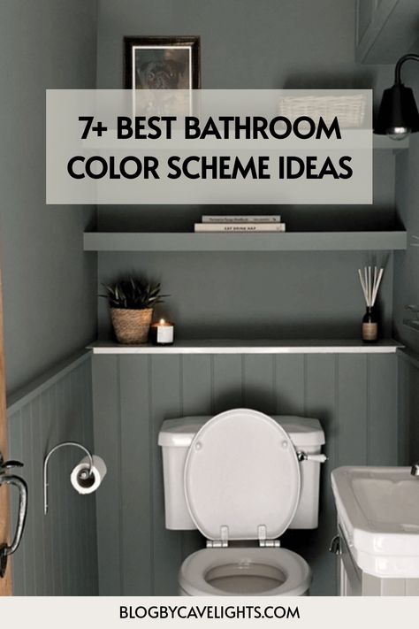 7 bathroom color scheme ideas Grey Floors Bathroom Ideas, Dark Grey Bathroom Ideas Paint, Cloakroom Colour Ideas, Benjamin Moore Sea Salt Bathroom, Dark Grey Downstairs Toilet, Bathrooms With Gray Walls, Small Toilet Paint Ideas, Mens Bathroom Color Schemes, Grey Paint Bathroom Ideas