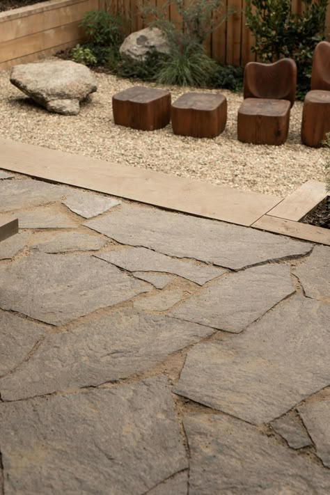 Cobblestone Patio, Stone Terrace, Earth Landscape, Yard Remodel, Terrace Floor, Crazy Paving, Landscape Stone, Eilat, Modern Landscaping