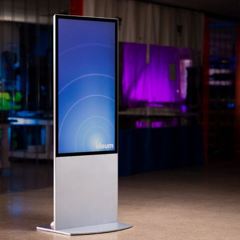 The Ideum Portrait kiosk is an all-in-one multitouch and motion-based interactive kiosk with a 55" 4K Ultra HD display. The Portrait has a patented design and uses the best available commercial components from 3M, LG, Intel, and NVIDIA. This unique model is perfect for touch or touchless interactive experiences. Interactive Screen, Interactive Kiosk, Interactive Kiosks, Multimedia Technology, Interactive Touch Screen, Innovation Lab, Lego Store, Signage System, Interactive Display