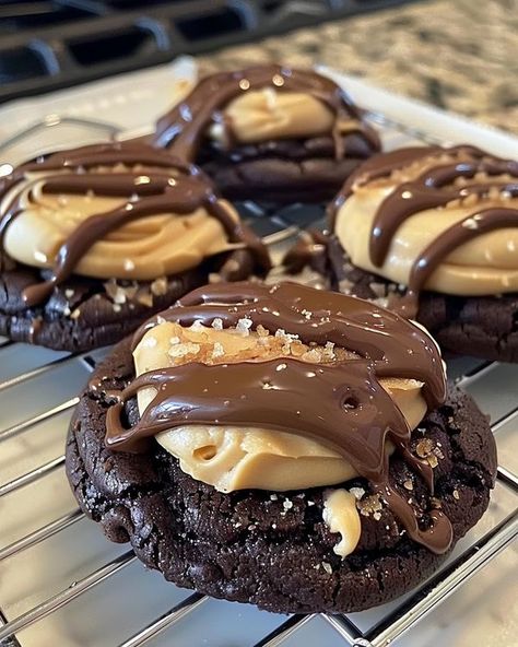 Buckeye Cookies Recipe, Buckeye Brownie Cookies, Buckeye Cookies, Buckeye Brownies, Buckeyes Recipe, Cookie Mixes, Holiday Food Ideas, Kitchen Favorites, Crumbl Cookies