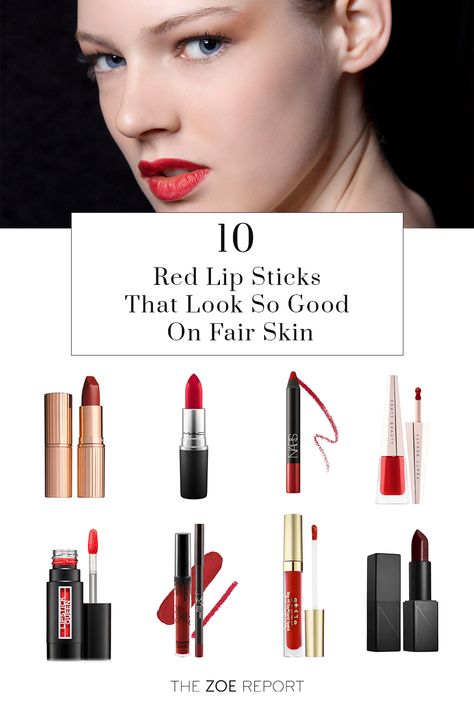 Lipstick Fair Skin, Red Lipstick Fair Skin, True Red Lipstick, Lipstick Looks, Ruby Woo Lipstick, Red Lipstick Looks, Fair Skin Makeup, Best Red Lipstick, Lipstick For Fair Skin