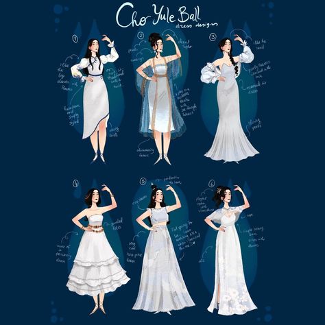 F L E U R | ❄️Cho Yule Ball❄️ Dress designs for Cho at the Yule Ball ❄️✨ In the book, her dress robes were described as silvery Chinese-style robes.… | Instagram Cho Yule Ball, Harry Potter Yule Ball Outfit, Ravenclaw Yule Ball, Yule Ball Outfits, Harry Potter Yule Ball, Yule Ball Dress, The Yule Ball, Ball Outfit, Yule Ball