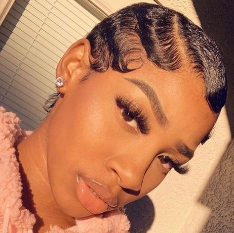 Finger Waves Short Hair, Finger Wave Hair, Finger Wave, Easy Hairstyles Quick, Short Hair Black, Finger Waves, Short Black Hairstyles, Short Natural Hair Styles, Baddie Hairstyles