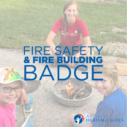 Three young women sitting around a small container with a fire. Ahg Fire Safety Badge, Campfire Building, Ahg Crafts, Ahg Pathfinders, American Heritage Girls Badge, American Heritage Girls Ahg, Camp Badges, Ahg Badge, Fire Building