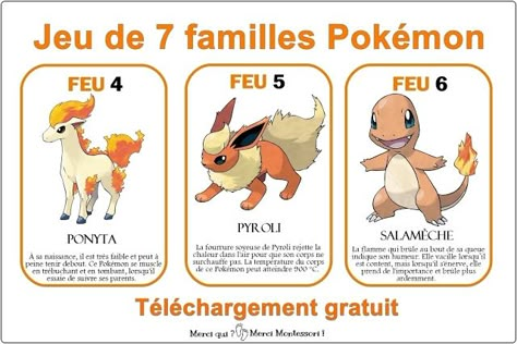 Jeu de 7 familles Pokémon à télécharger gratuitement - Cartes Pokémon gratuites Diy Pokemon, Pokémon Games, Geek Diy, Board Games Diy, Pokemon Photo, Pokemon Diy, Pokémon Anime, Pokemon Party, Diy Games