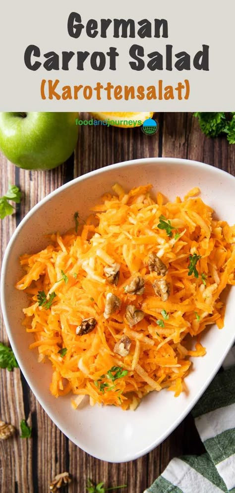 German Salads, German Side Dishes, German Food Authentic, Carrot Salad Recipes, Grilled Fish Recipes, Fresh Salad Recipes, Austrian Recipes, Salad Recipes For Dinner, Carrot Salad