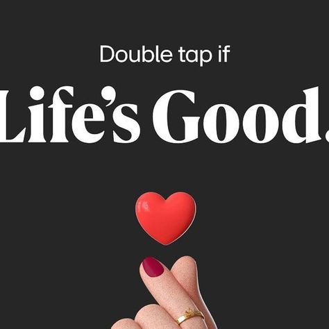 Wolff Olins on Instagram: "Two words: Double tap. Two more: Life’s Good. 😉 Hit the link in our bio to find out more about what we’ve been getting up to with our partners, LG. 👆 . . . . . . . . . . . . #lifesgood #globalcampaign #3dbillboards #wolffolins #digital #newbrand #brandlaunch #visualidentity #creative #tech" Wolff Olins, More Life, Double Tap, Get Up, Life Is, Life Is Good, Tap, How To Find Out, On Instagram