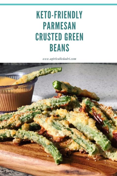 Crunchy Green Beans Recipes, Keto Fried Green Beans, Keto Sides For Pork Chops, Green Bean Keto, Parmesan Crusted Green Beans, Green Beans Keto, Moms Food, Air Fried Green Beans, Delicious Green Beans