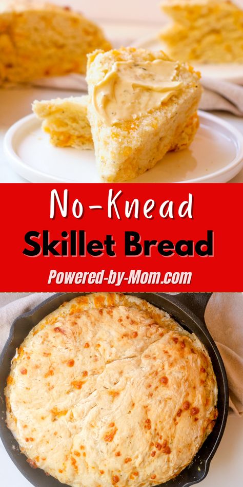 Enjoy this yummy but simple no-knead skillet bread with cheese and herbs. You can easily change it from savory to sweet. No Knead Cheese And Herb Bread, Bread With Cheese, Skillet Bread, Baked Breads, Oven Bread, Skillet Dishes, Dough Recipes, Cloud Bread, Autumn Recipes