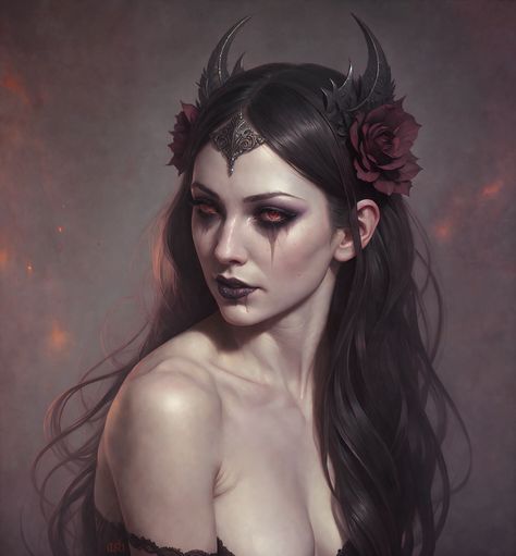 Red Witch, Female Demons, Ange Demon, Fantasy Magic, Desenho Tattoo, Demon Art, Character Inspo, Arte Inspo, Female Portraits