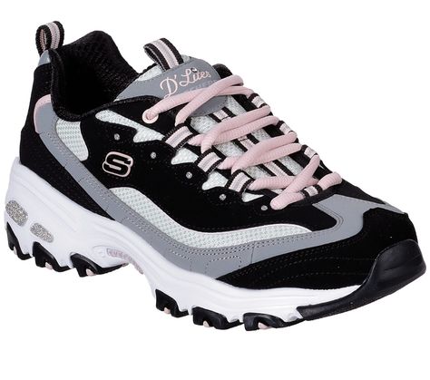 Skechers Store, Sketchers Shoes, Skechers D Lites, Cute Sneakers, Fabric Shoes, Sporty Casual, Teenage Years, Skechers Women, Skechers Shoes