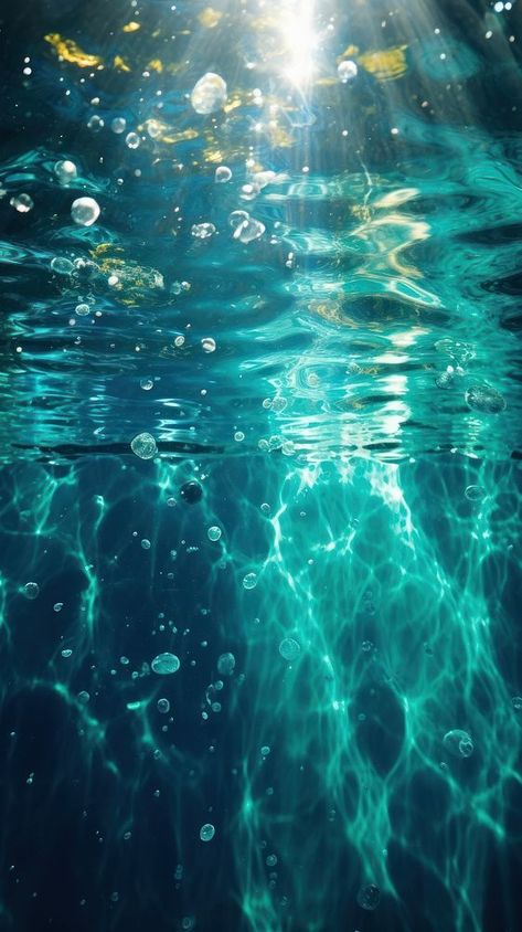 Ocean underwater reflection sunlight outdoors. AI generated Image by rawpixel. | premium image by rawpixel.com Underwater Reflection, Underwater Sunlight, Ocean Water Wallpaper, Ocean Tutorial, Ocean Lighting, Turquoise Blue Wallpaper, Aesthetic Underwater, Ocean Reference, Under Water Photography