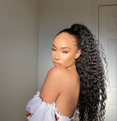 Curly High Ponytail, High Curly Ponytail, High Ponytail Braid, Diy Tiktok, Low Ponytail Hairstyles, Curly Hair Ponytail, Curled Ponytail, High Ponytail Hairstyles, Ponytail Updo