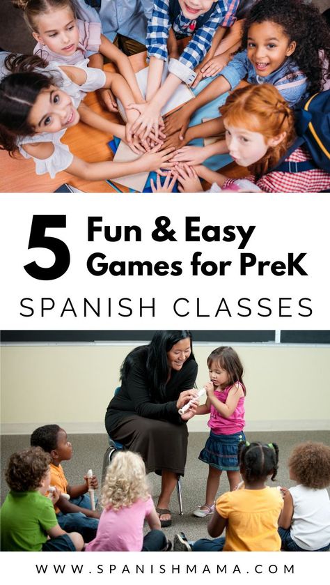 Spanish Games For Preschool, Prek Bilingual Activities, Prek Spanish Activities, Preschool Spanish Activities, Spanish Games For Elementary, Teaching Spanish To Preschoolers, Spanish For Preschoolers, Spanish Preschool Activities, Spanish Games For Kids