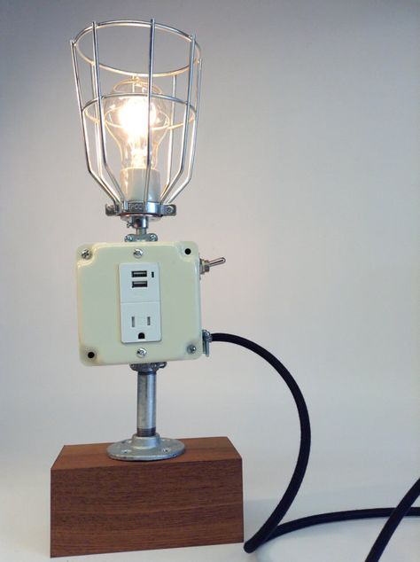 Retro Lamp Cream White Industrial Light USB by ModernArtifactDecor, $195.00 Vintage Industrial Lighting, Usb Lamp, White Industrial, Lamp Industrial, Industrial Light, Pipe Lighting, Steel Lamp, Reclaimed Wood Projects, Hickory Wood