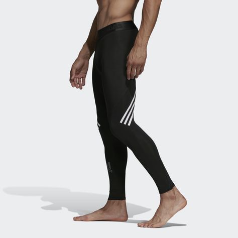 adidas Focus on your squats and lunges in these breathable long tights. Done in stretchy fabric, they feature a compression fit that wraps your body and follows every move you make. Built to manage heat and moisture, the tights include mesh inserts for targeted airflow as you dial up the intensity. Skater Skirt Outfit, Squats And Lunges, Striped Tights, Mens Leggings, Mens Compression, Mens Tights, Compression Tights, Love Fitness, Mens Workout Clothes