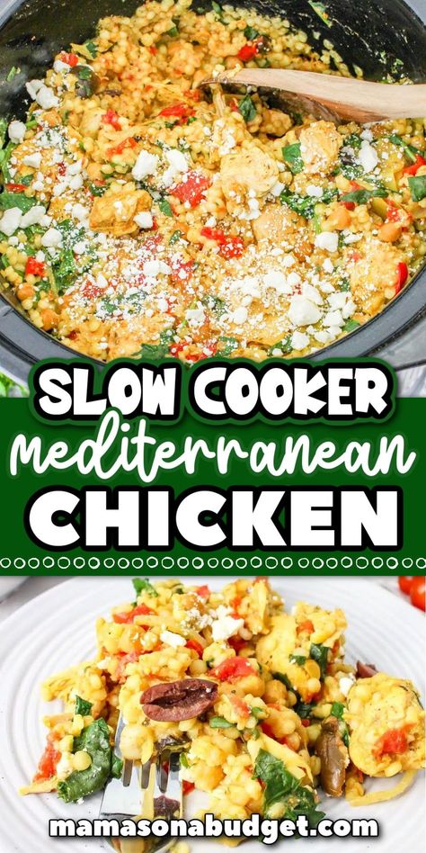 This slow cooker chicken recipe is a great one pot meal that the whole family will love. Mediterranean Diet Recipes Dinners Slow Cooker Greek Chicken, Mediterranian Diet Crock Pot, Greek Chicken Slow Cooker Recipes, Crockpot Mediterranean Chicken, Mediterranean Chicken Crockpot, Mediterranean Diet Crock Pot Recipes, Mediterranean Diet Recipes Slow Cooker, Greek Crockpot Chicken, Mediterranean Diet Slow Cooker Recipes