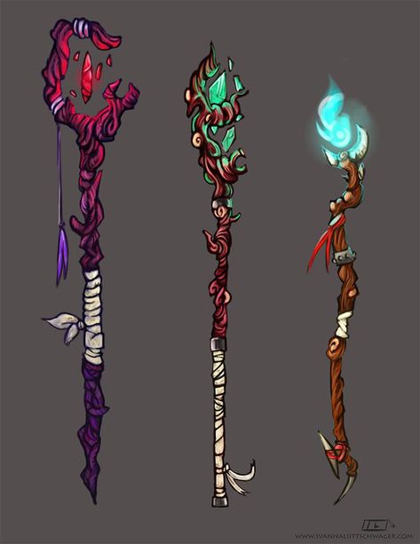 Fantasy Staff Design, Magic Staff Concept Art, Staff Design Ideas, Magic Staff Ideas, Shaman Character Design, Scepter Design, Dnd Staff, Shaman Staff, Shaman Art