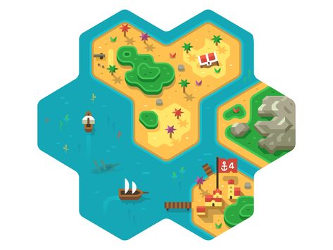 Make A Board Game, Hexagon Game, Hex Map, Top Down Game, Grid Game, Matt Anderson, Caribbean Ocean, Pokemon Project, Board Game Pieces