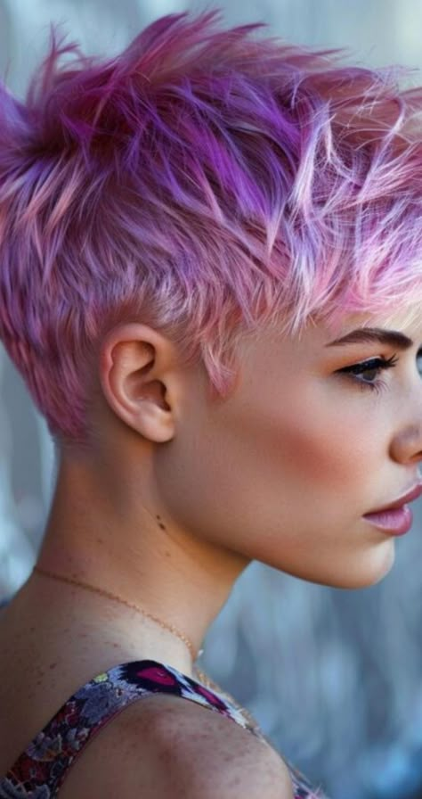 Make a statement with 28 short hair color ideas that are sure to turn heads. Whether you're a fan of vibrant hues or soft pastels, there's a shade for you. Short Pixie Haircuts Shaved Sides, Fun Pixie Hair Color, Hair Color For Short Hair Pixie, Pink Hair Color Ideas For Short Hair, Short Light Pink Hair, Hair Color Patterns, Pink Pixie Hair, Pixie Hair Color Ideas, Pastel Pixie Hair