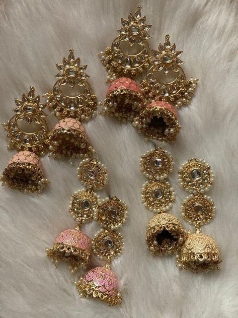 Jhumkey Aesthetic, Jhumka Designs, Aesthetic Girly, Indian Bridal Jewelry Sets, Edgy Jewelry, Pretty Jewelry Necklaces, Bridal Jewellery Design, Antique Jewellery Designs, Asian Jewelry